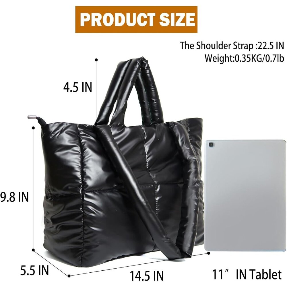 Versatile Large Capacity Puffer Tote - Stylish Ha… - image 5